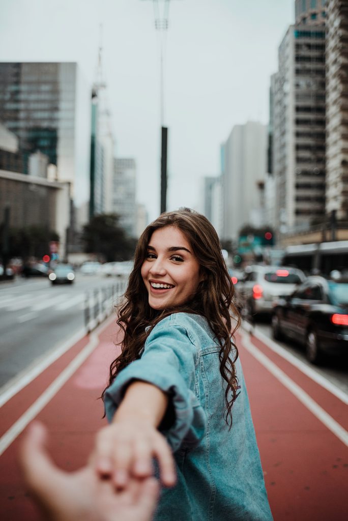 girl with long and beautiful hair, smiling