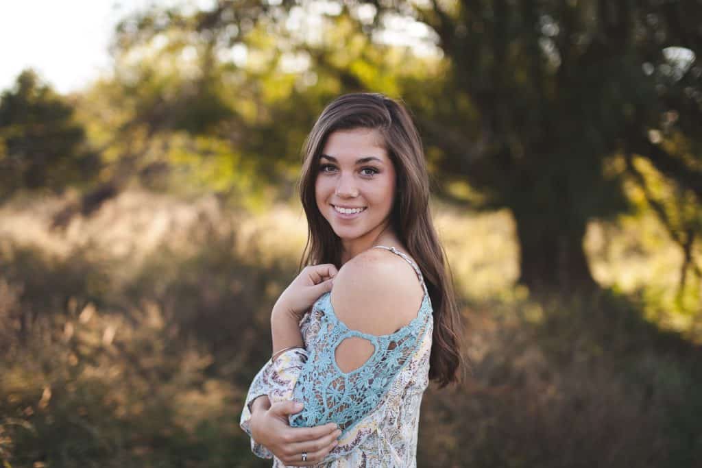 beautiful girl with long hair smiling